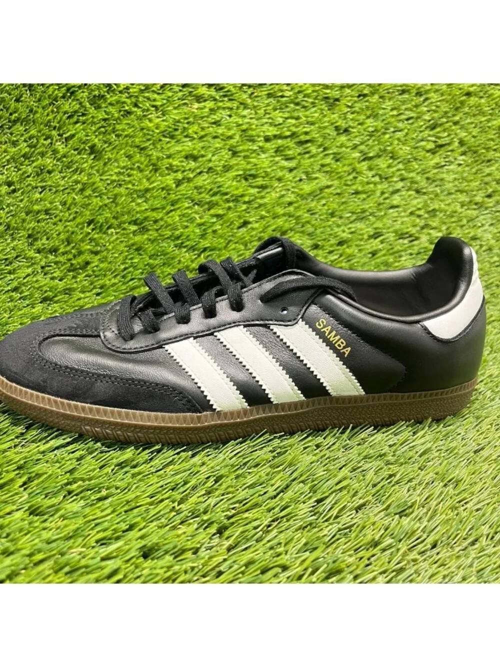 Adidas Samba OG Boys Size 7Y Black White Gum Athletic Lifestyle Shoes Sneakers